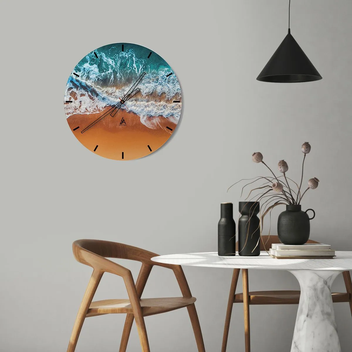 Väggklocka - Klocka på glas - Alltid i par - 30x30 cm