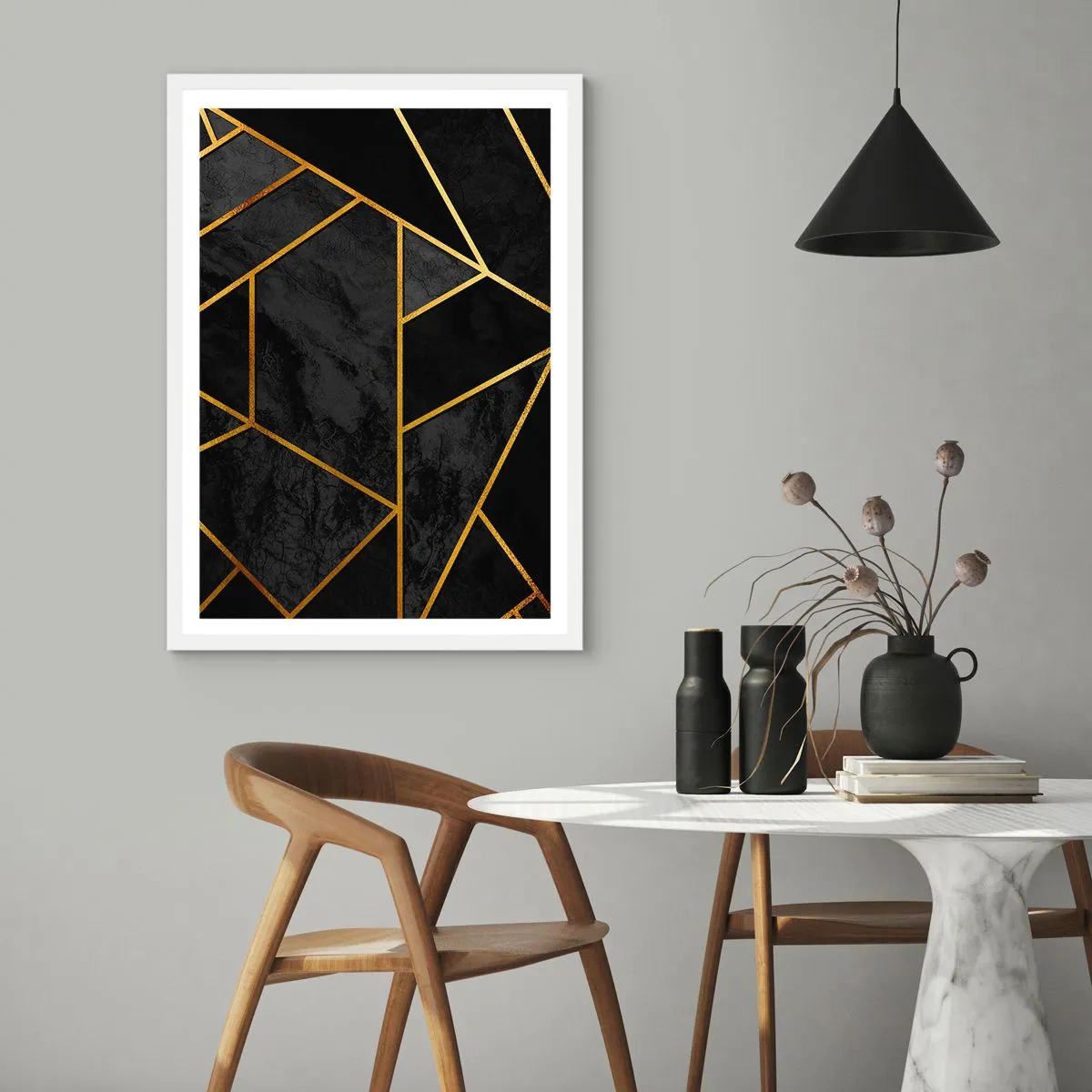 Affisch i vit ram - Mörker och sken - 50x70 cm