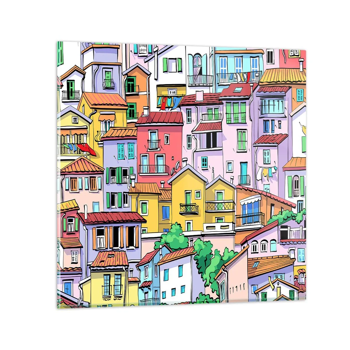 Glastavla - Bild på glas - Gladlynt stad - 30x30 cm