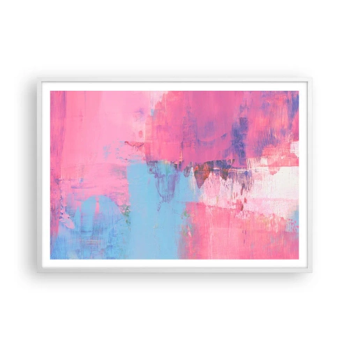 Affisch i vit ram - Rosa, blått och en gnutta ljus - 100x70 cm