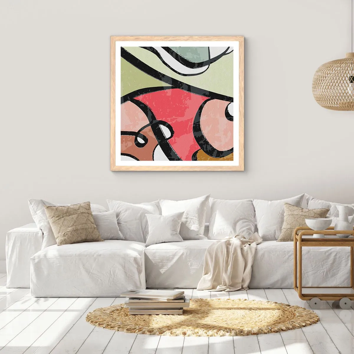 Affisch i ram av ljusek - Pirouetter bland färger - 30x30 cm