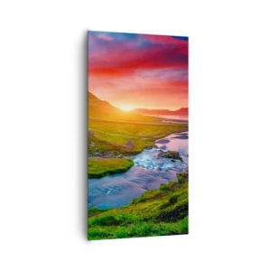 Canvastavla - Bild på duk - Island - eld och vatten - 65x120 cm