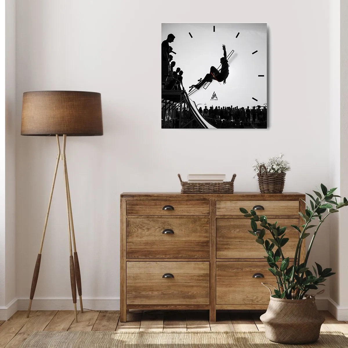 Väggklocka - Klocka på glas - Hjältar och tittare - 30x30 cm