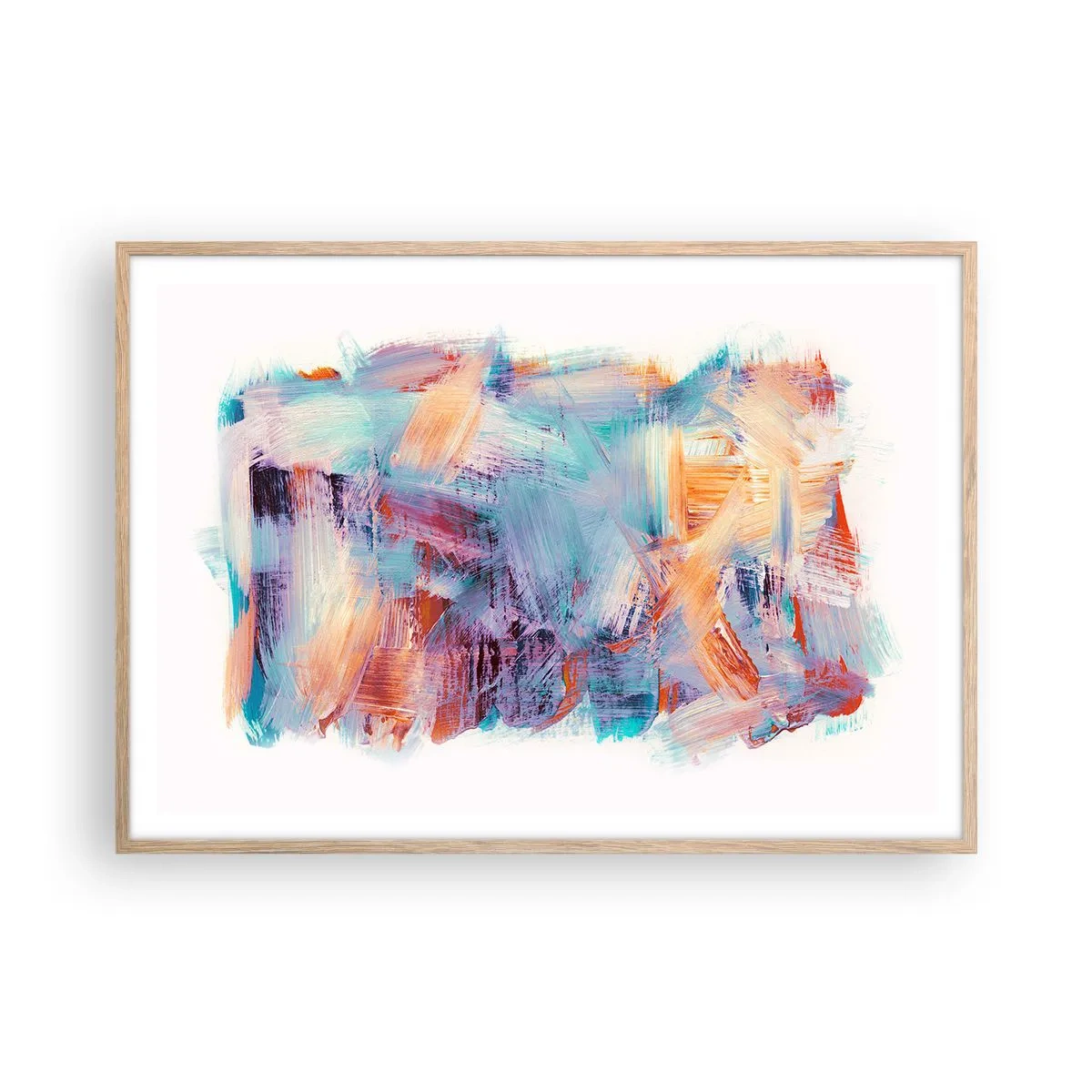 Affisch i ram av ljusek - Färgglad röra - 100x70 cm