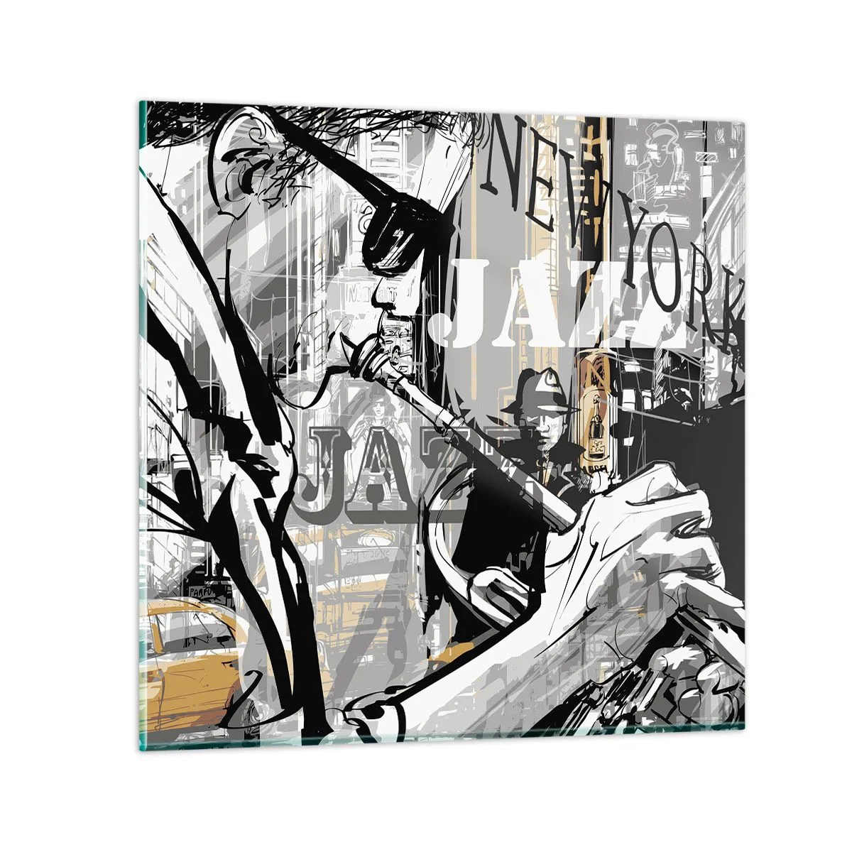 Glastavla - Bild på glas - I New Yorks rytm - 70x70 cm