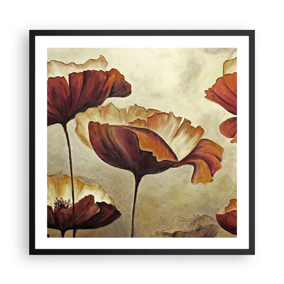 Affisch i svart ram - Ängsblommor - 60x60 cm