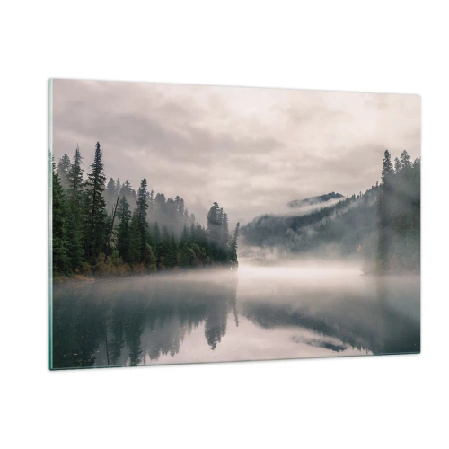 Glastavla - Bild på glas - I förundran, i dimman - 120x80 cm