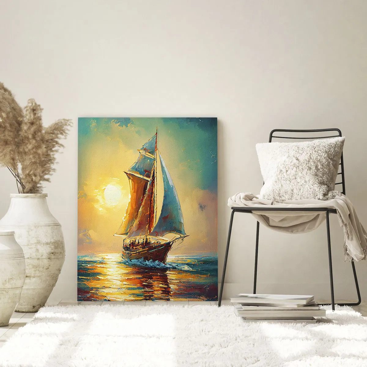 Glastavla - Bild på glas - Under fulla segel - 80x120 cm