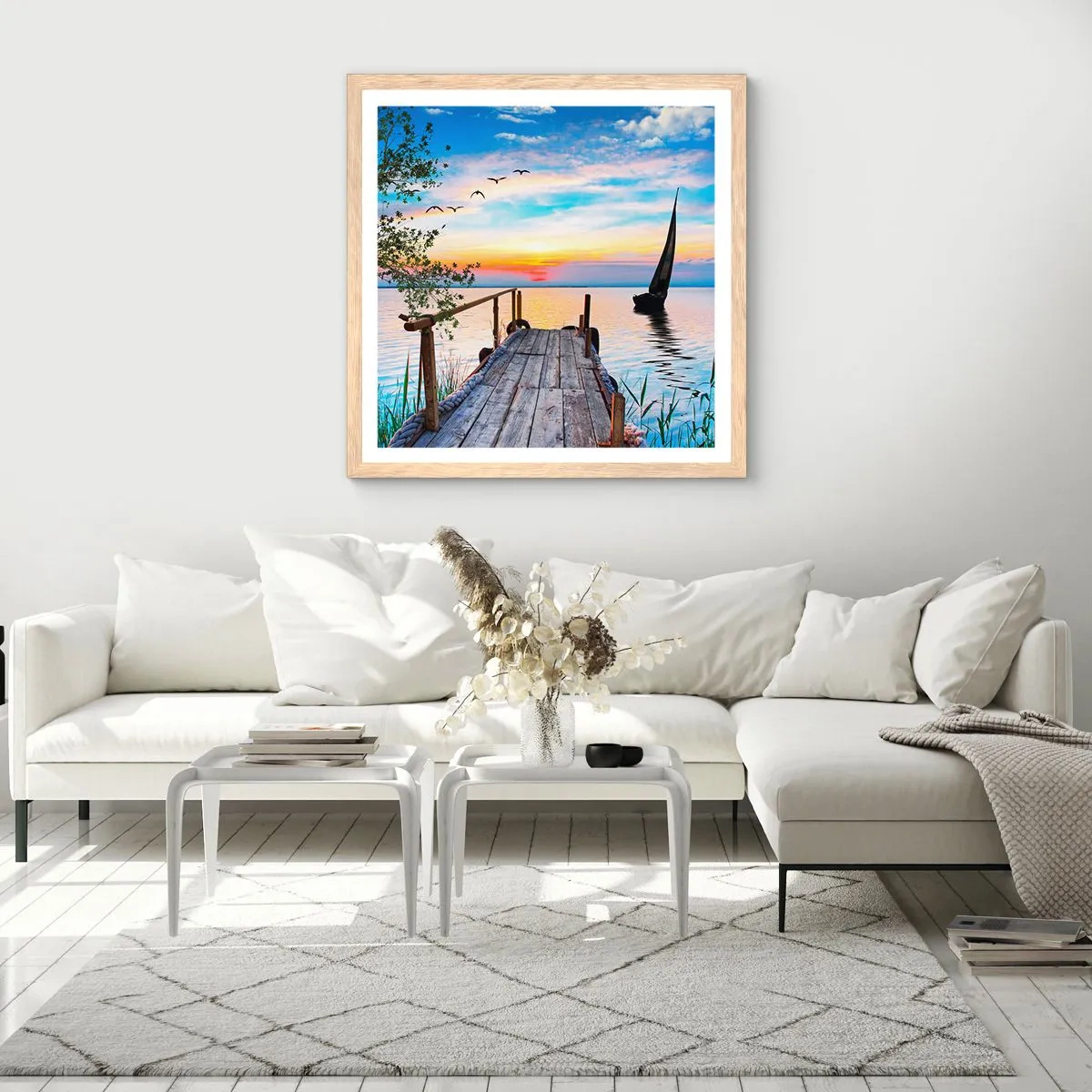 Affisch i ram av ljusek - God kväll - 50x50 cm