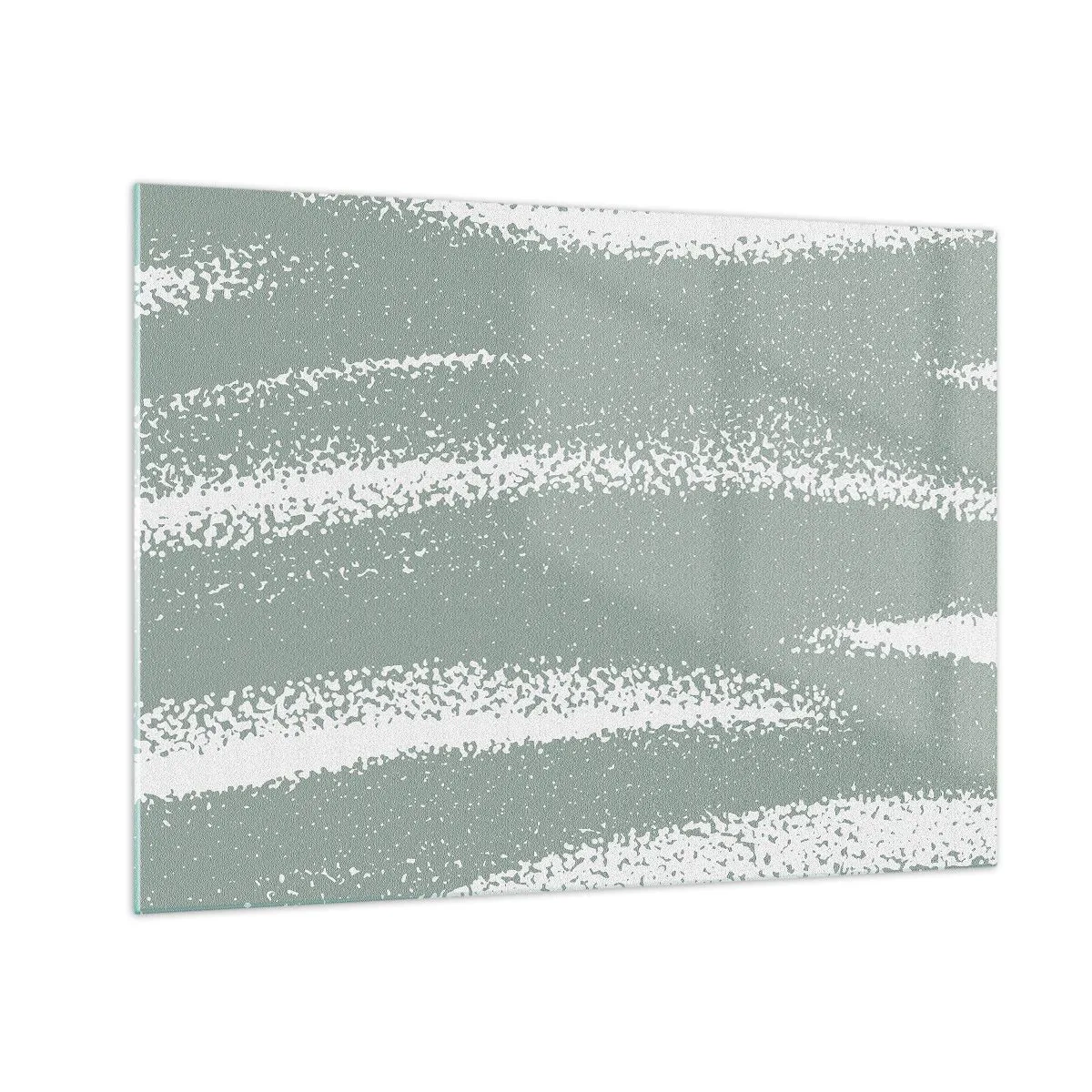 Glastavla - Bild på glas - Vita ränder på en sval grön bakgrund - 70x50cm - Abstraktion i vinterstämning - Modern väggdekoration för vardagsrum och sovrum ARTTOR