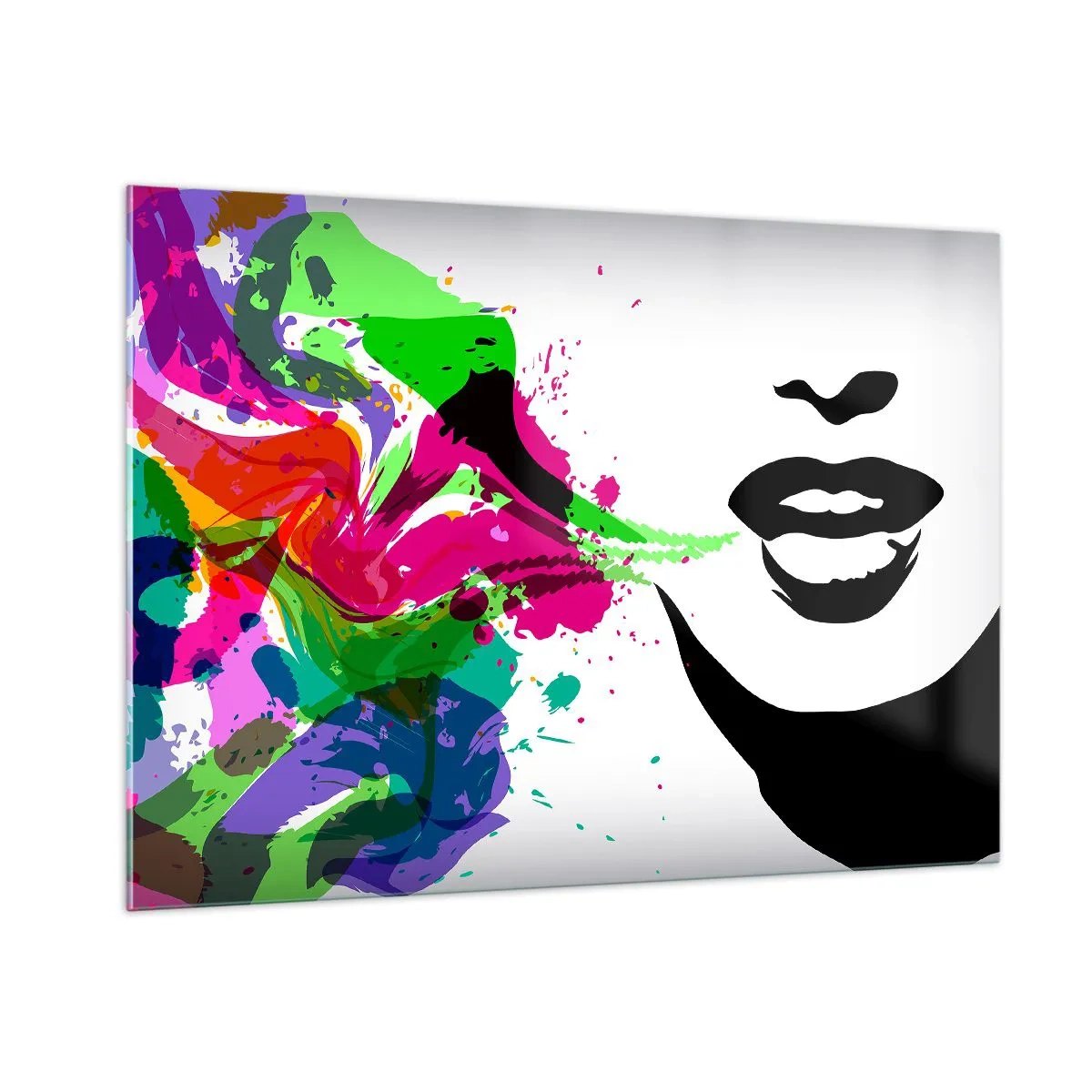 Glastavla - Bild på glas - Berättelse i regnbågens färger - 100x70 cm