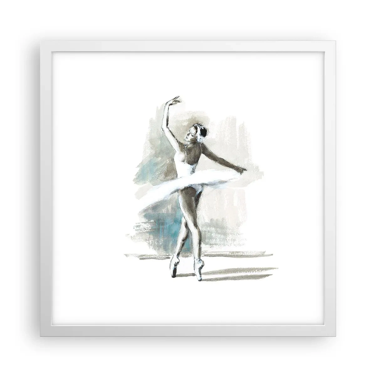 Affisch i vit ram - Förtrollad i en svan - 40x40 cm