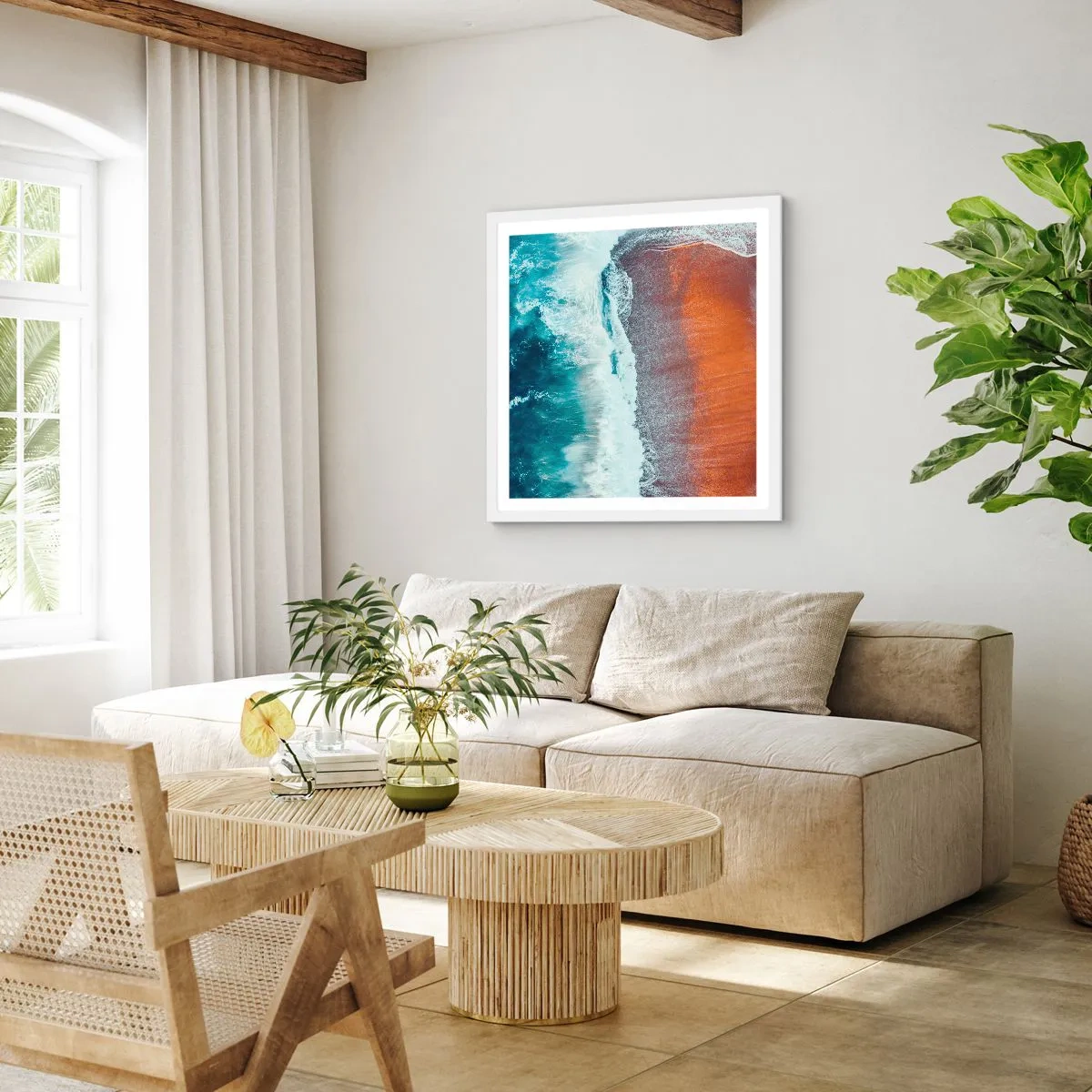 Affisch i vit ram - En touch av havet - 30x30 cm