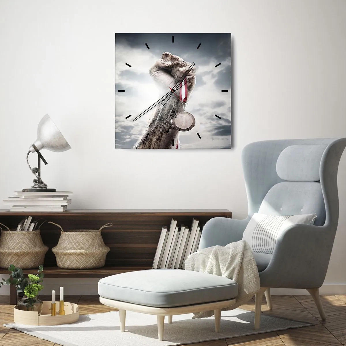 Väggklocka - Klocka på glas - Per aspera ad astra - 30x30 cm