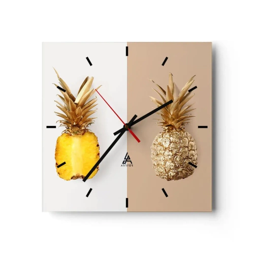 Väggklocka - Klocka på glas - Ananas för oss - 40x40 cm