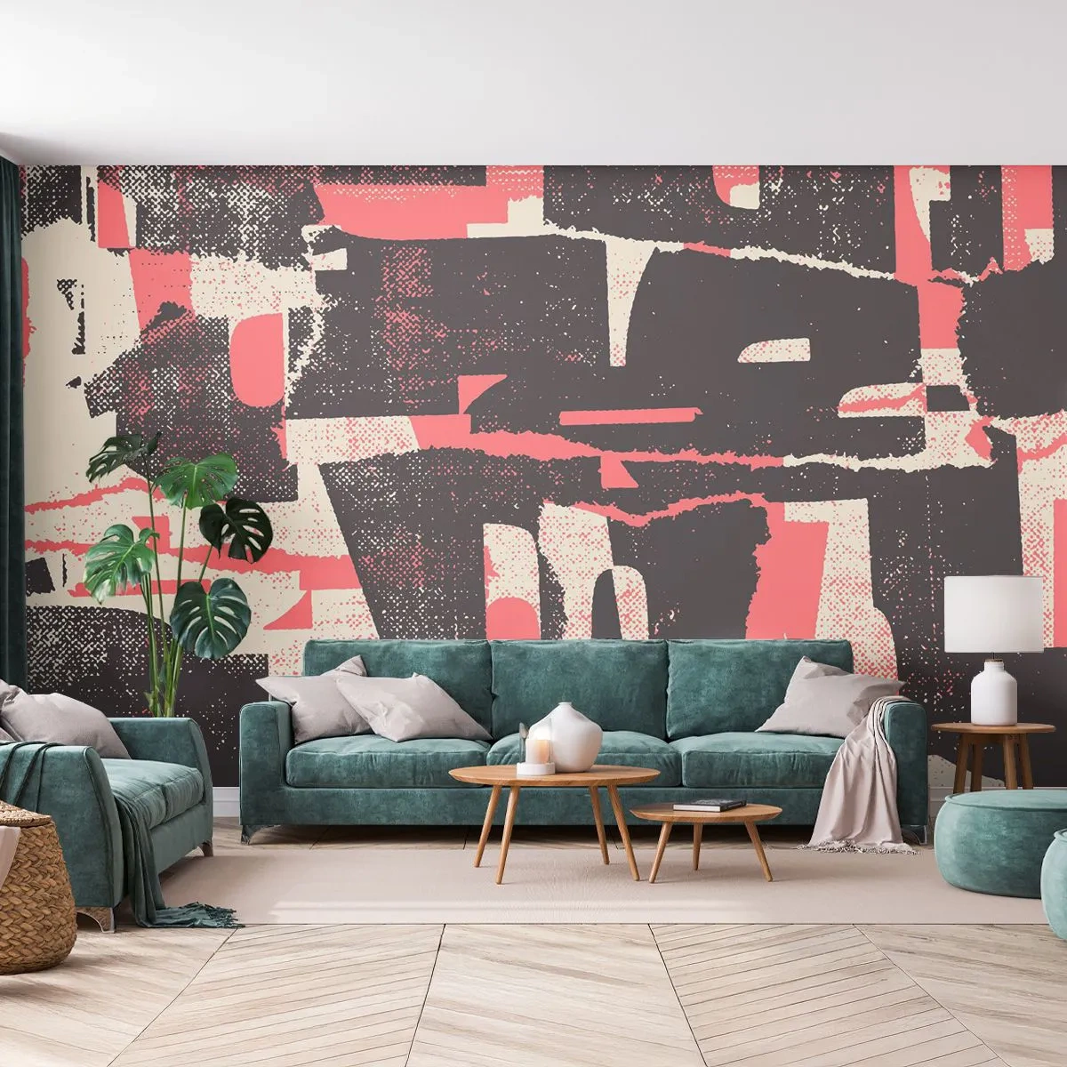 Självhäftande Fototapet Deluxe Sticker - Allt liv och rörelse - Collage, Åldrig, Bit - 300x210 cm