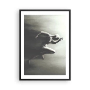 Affisch i svart ram - En abstrakt figur i rörelse i monokromatiska toner. - 50x70cm - Omöjlig att stoppa - Modern väggdekoration för vardagsrum och sovrum ARTTOR