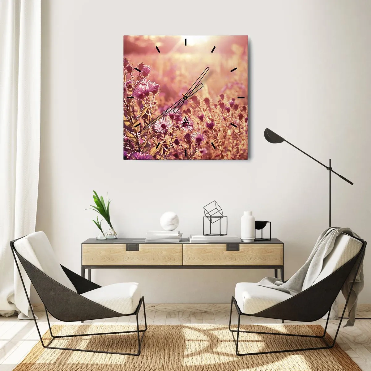 Väggklocka - Klocka på glas - Innan sommaren går bort - 40x40 cm