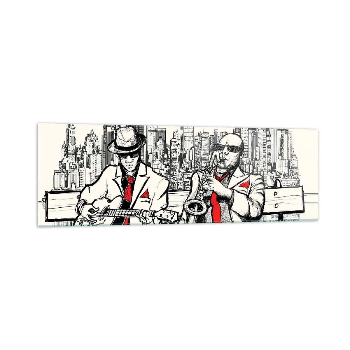 Glastavla - Bild på glas - New Yorks improvisation - 160x50 cm