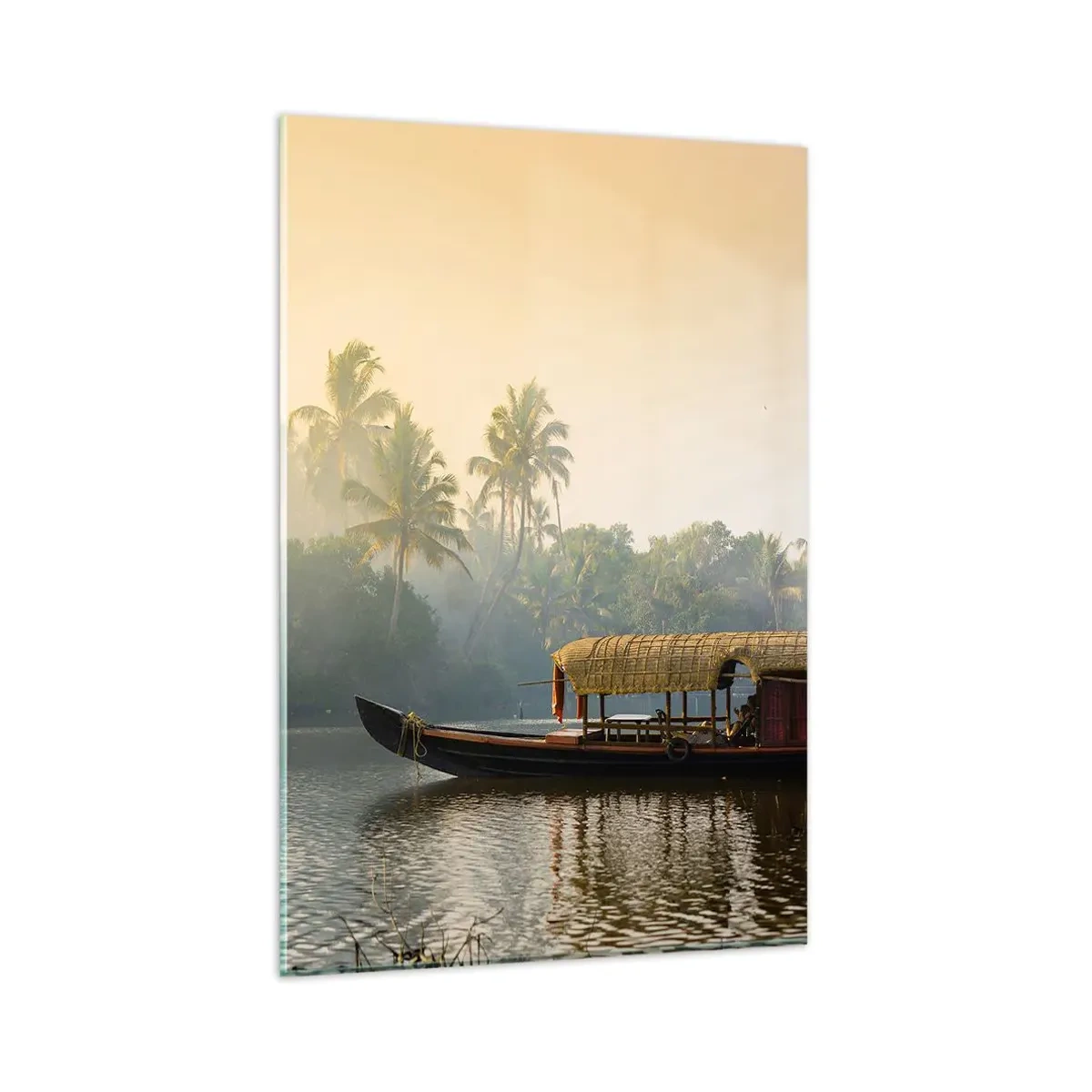 Glastavla - Bild på glas - Hus på floden - 80x120 cm