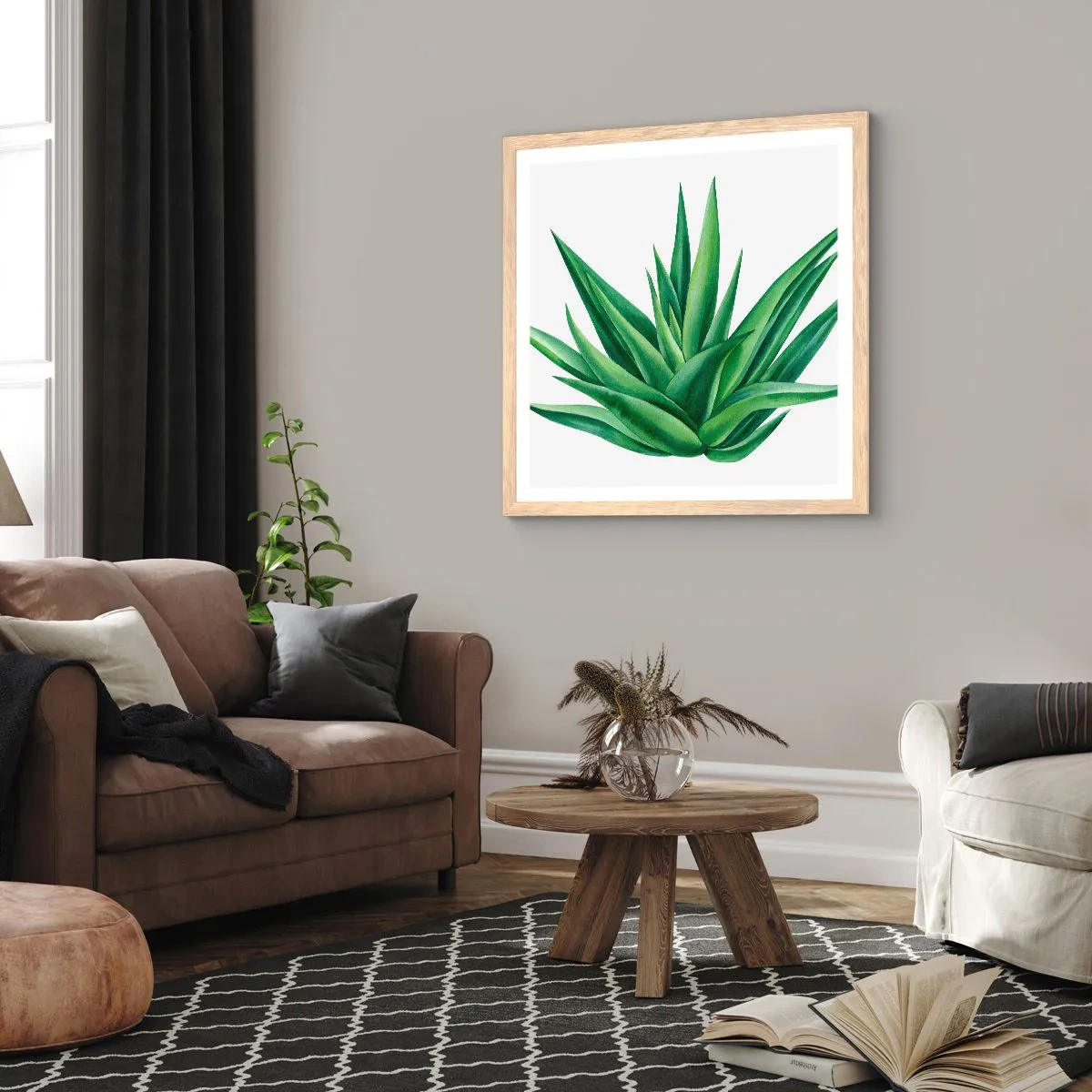 Affisch i ram av ljusek - Grönt - styrka - liv - 30x30 cm