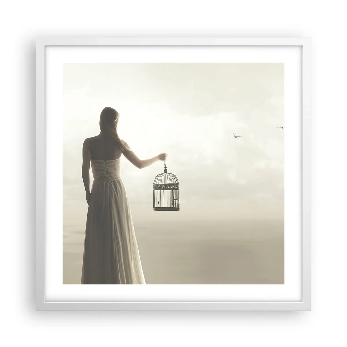 Affisch i vit ram - Var fri - 50x50 cm