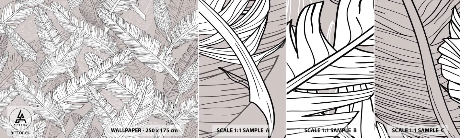 Provbit av självhäftande fototapet Deluxe Sticker - Fjäderstorm - Abstraktion, Fågel fjäder, Grafik - 100x30 cm