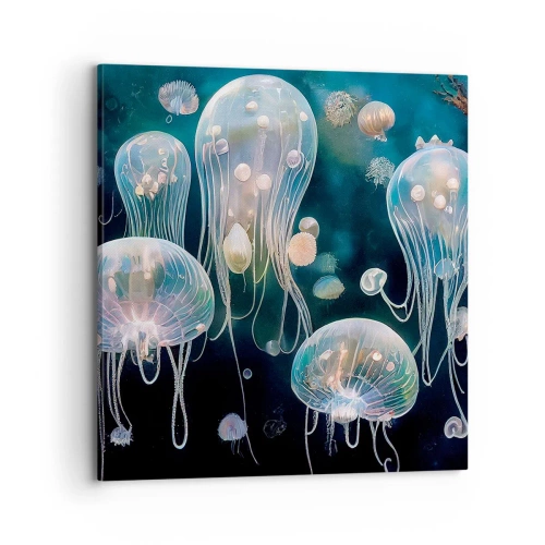 Canvastavla - Bild på duk - Undervattenbal - 70x70 cm