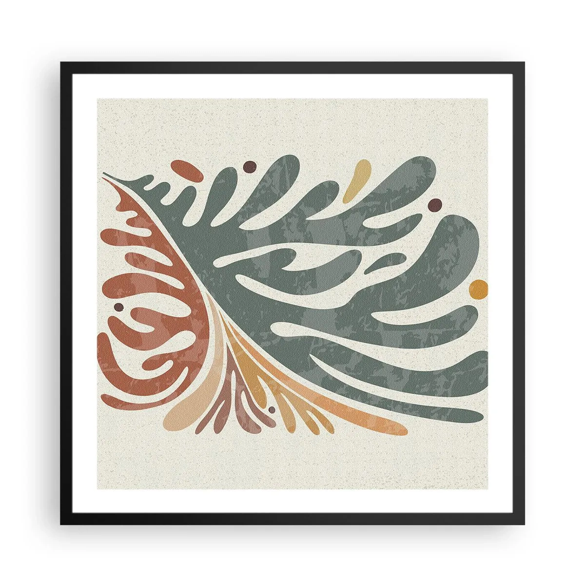 Affisch i svart ram - Flerfärgat blad - 60x60 cm