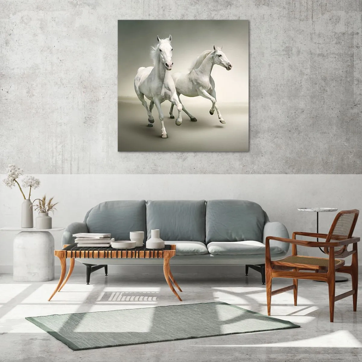 Glastavla - Bild på glas - White power! - 70x70 cm