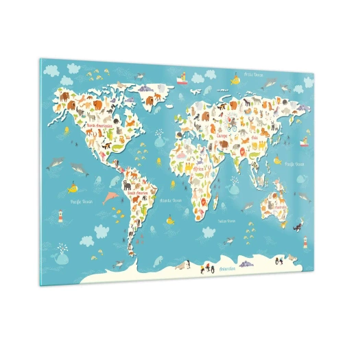 Glastavla - Bild på glas - Vi älskar hela världen - 100x70 cm