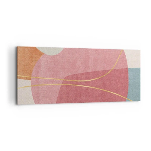 Canvastavla - Bild på duk - Pastellkomposition med guldtråd - 120x50 cm