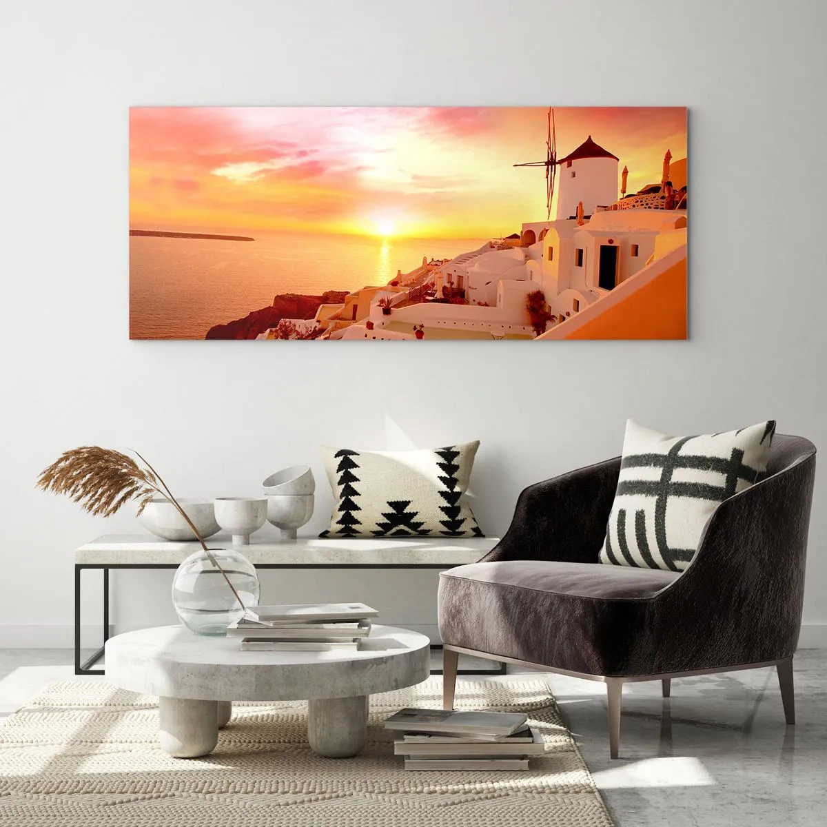 Glastavla - Bild på glas - Smälta sig in i vitt och guld - 100x40 cm