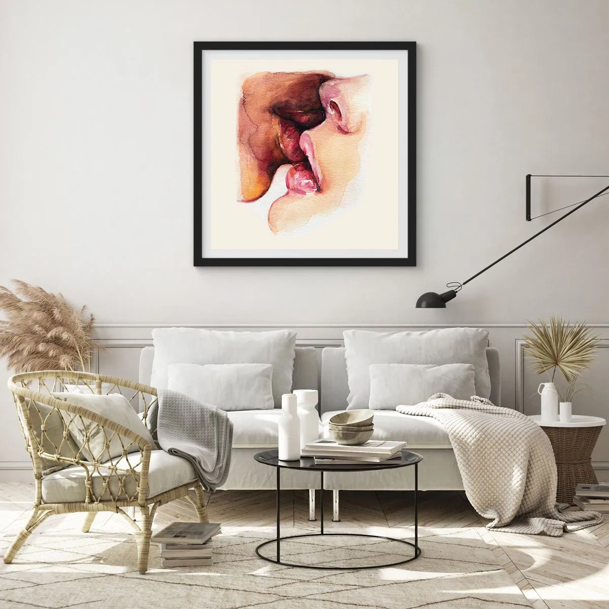 Affisch i svart ram - Som dag och natt, jord och himmel - 40x40 cm