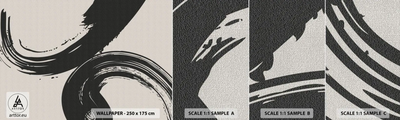 Provbit av fototapet Premium Canvas - Svepande och cirkulärt - Bit, Borsta, Minimalism - 100x30 cm