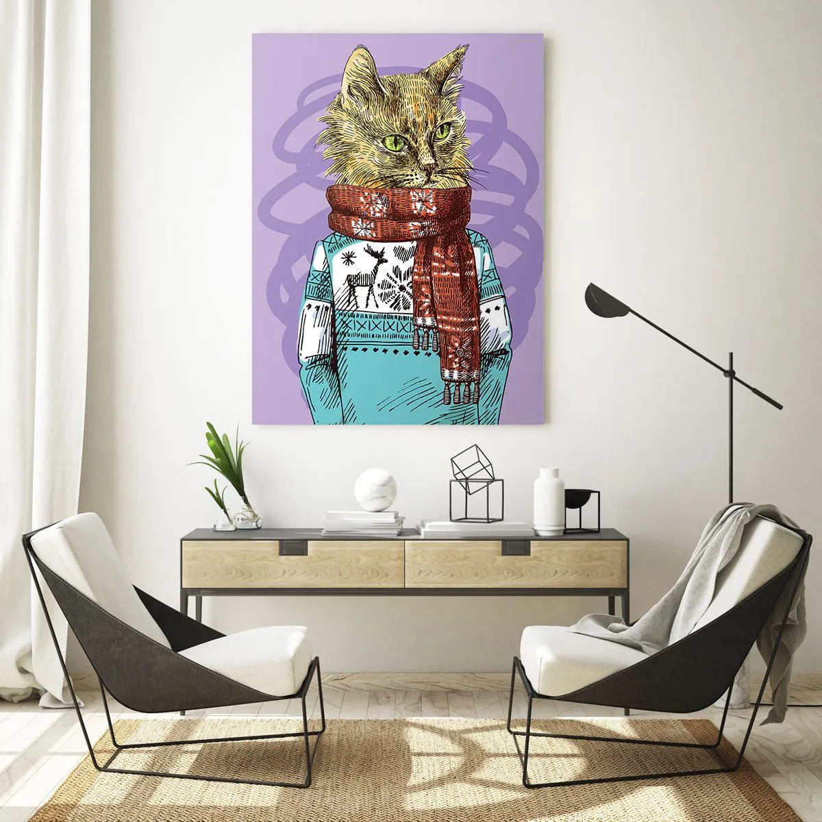 Glastavla - Bild på glas - Mästerkatten - 50x70 cm