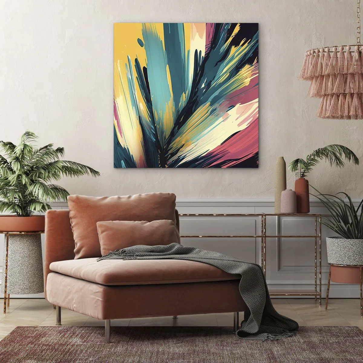 Canvastavla - Bild på duk - Komposition - en explosion av glädje - 30x30 cm