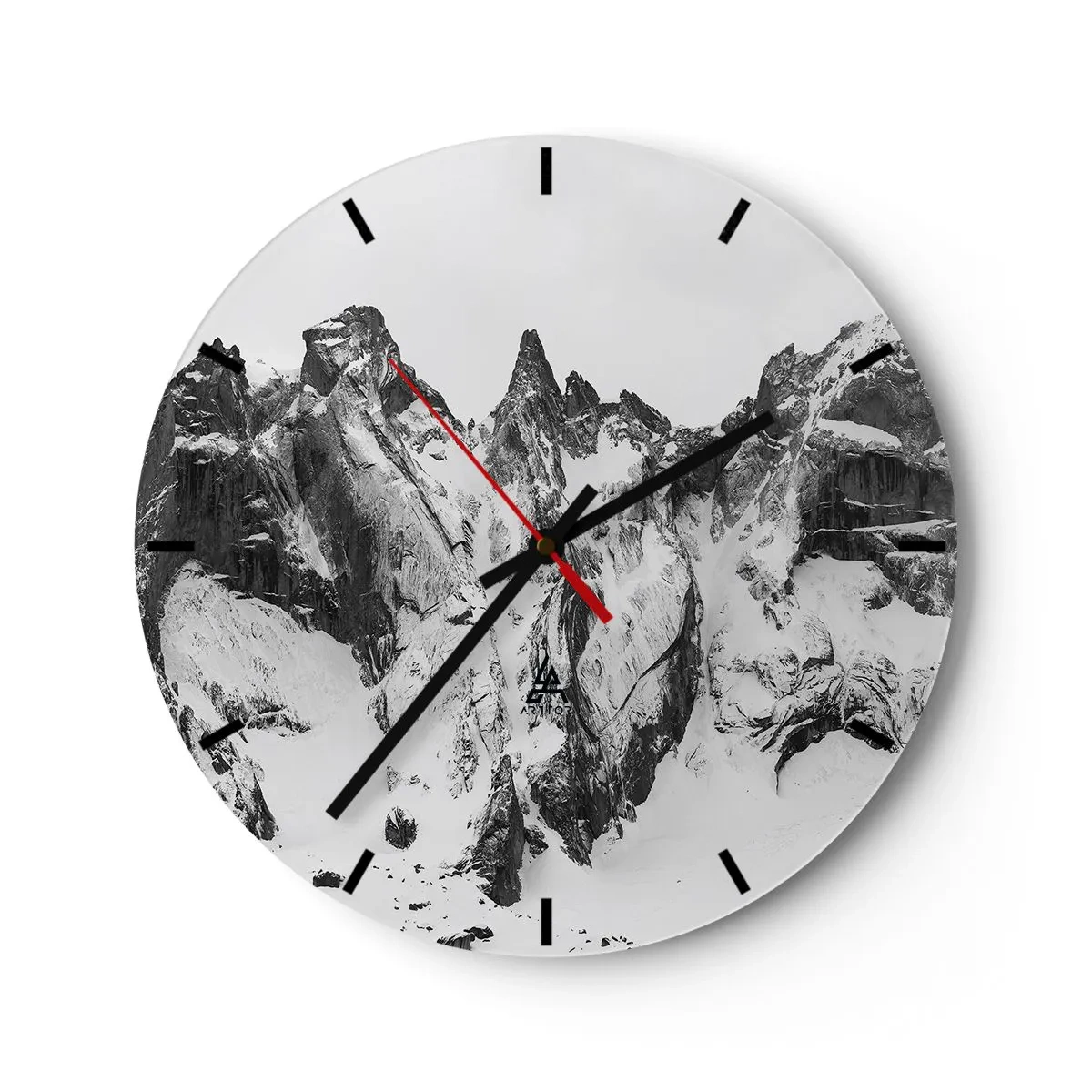 Väggklocka - Klocka på glas - Granitfarlig bergsrygg - 40x40 cm