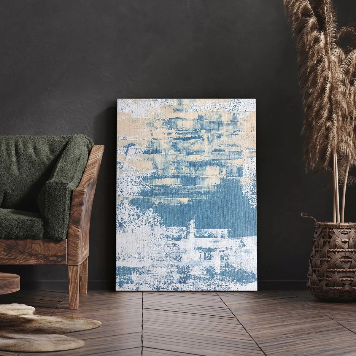 Canvastavla - Bild på duk - Genom istapp - 55x100 cm