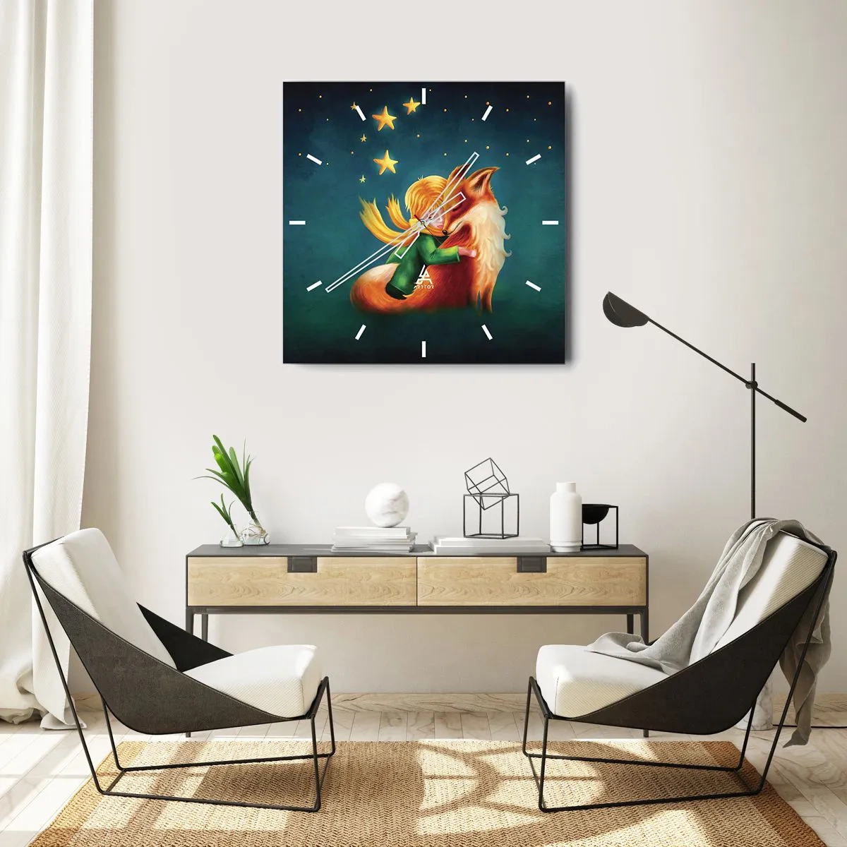 Väggklocka - Klocka på glas - Lilla prinsen - 40x40 cm