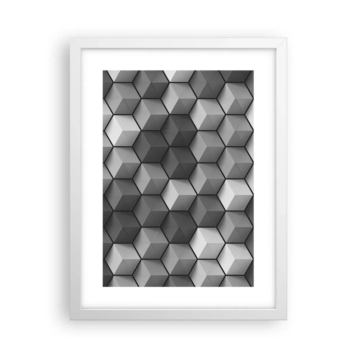 Affisch i vit ram - Kubistiskt pussel - 30x40 cm