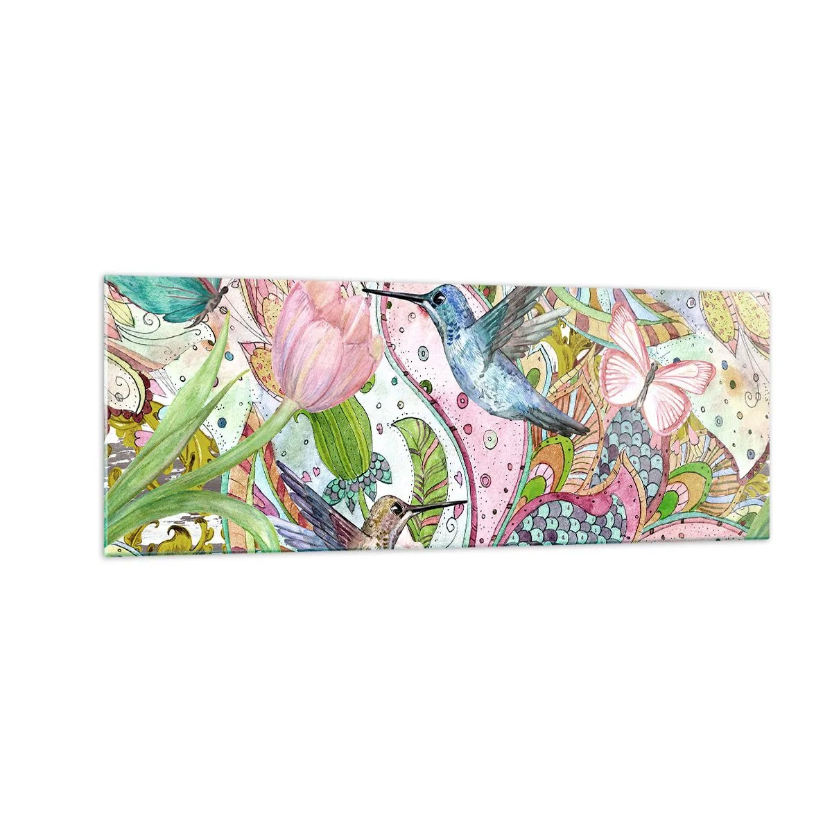 Glastavla - Bild på glas - Inbäddade i klätterväxter - 140x50 cm