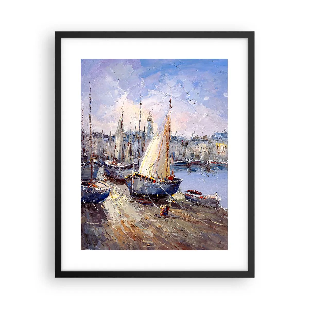 Affisch i svart ram - Stad vid viken - 40x50 cm