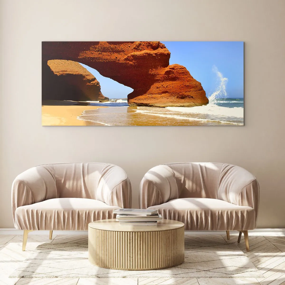 Glastavla - Bild på glas - Vatten och vind i tusentals år - 120x50 cm