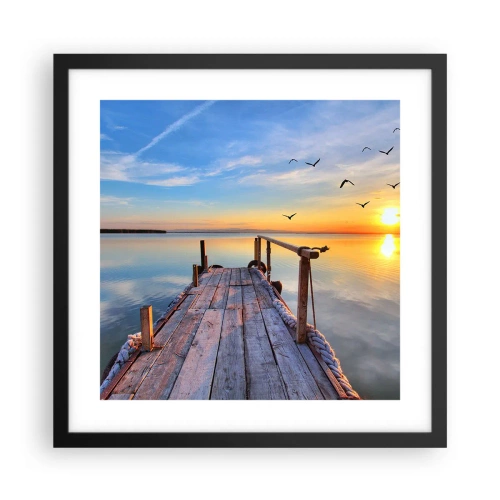 Affisch i svart ram - Gå mot solen - 40x40 cm