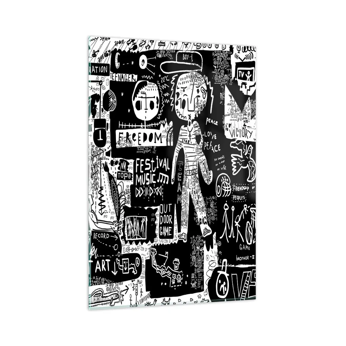 Glastavla - Bild på glas - Unga själens rättigheter och glädje - 80x120 cm