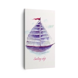 Canvastavla - Bild på duk - Fulla seglar och lugnt vatten - 45x80 cm