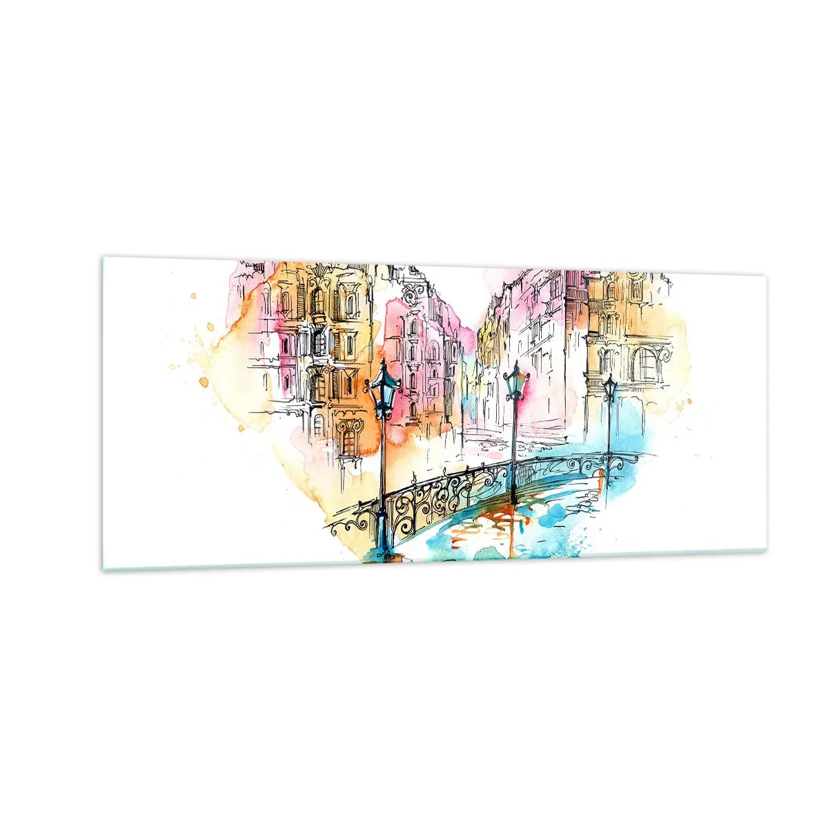 Glastavla - Bild på glas - Stadens hjärta - 100x40 cm