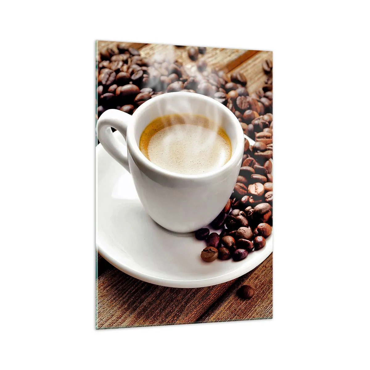 Glastavla - Bild på glas - Kaffe på bordet - 70x100 cm