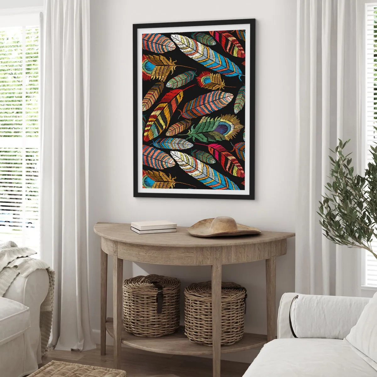 Affisch i svart ram - Fågelkarneval - 70x100 cm